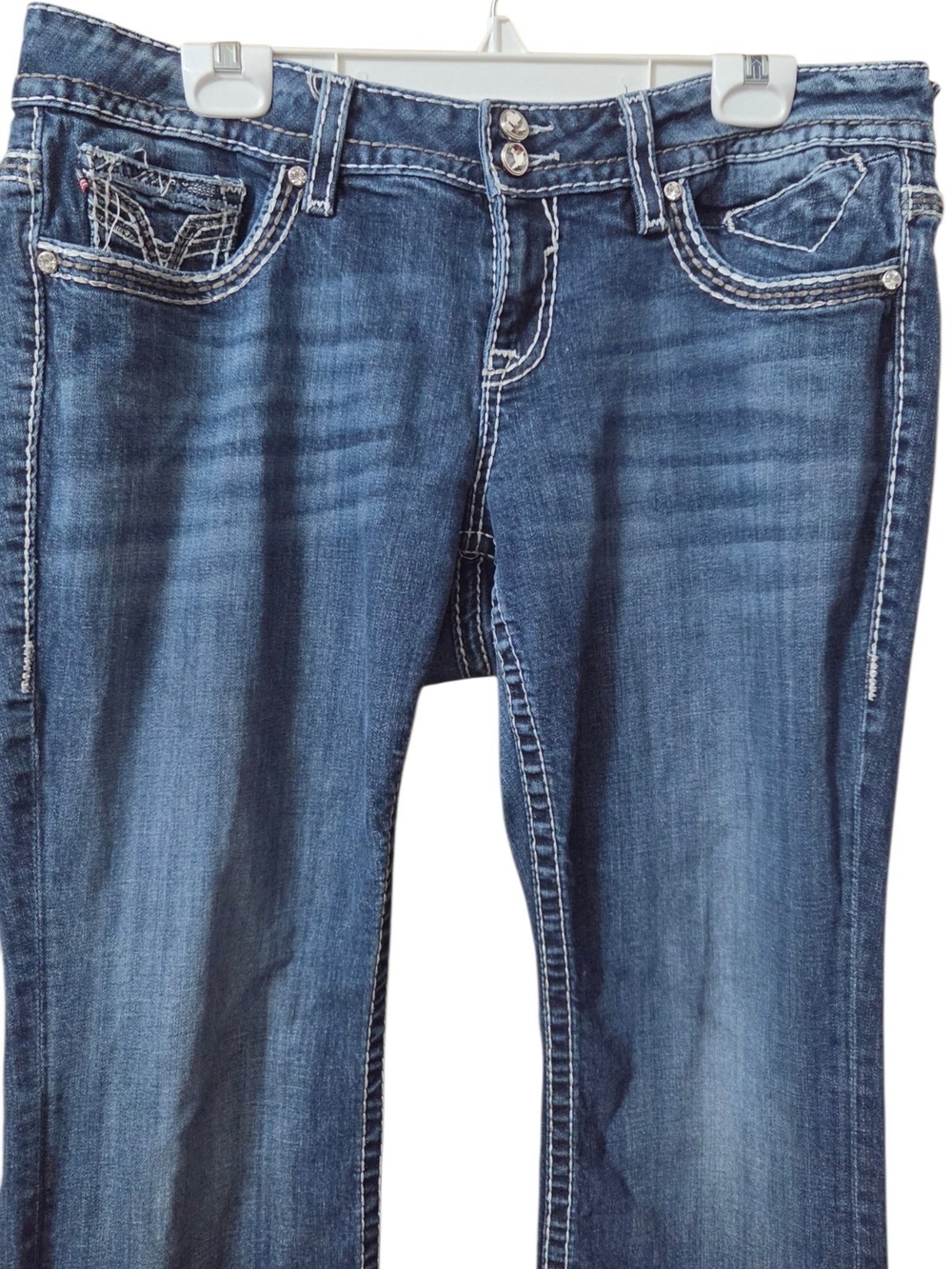 Vigoss Dark Blue Boot Cut Jeans with Contrast Stitching Size 18 Length 33